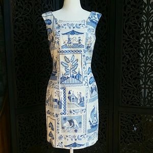 Maggy London Blue & White Dress